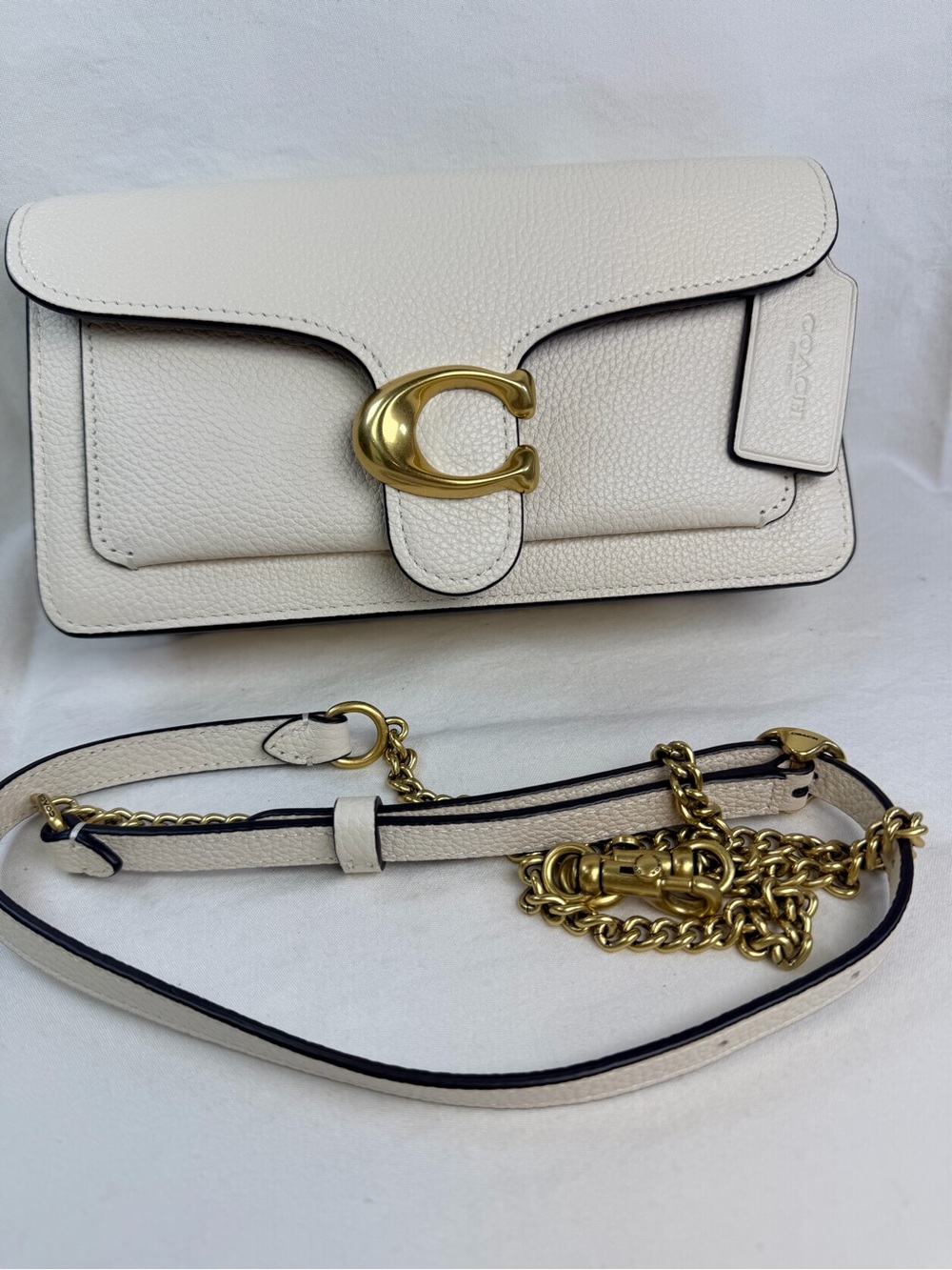 Coach Tabby Chain Clutch Leather Shoulder Bag with Brass 'C' Hardware CE772